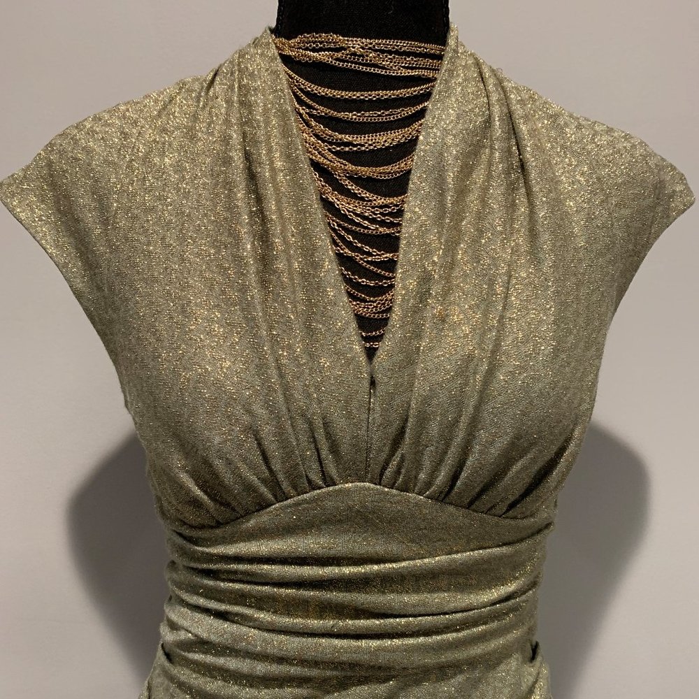 NEW Maggy London Gray & Gold Evening Dress